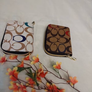 Cartera de tarjeta marrón de diseñador CC vintage
