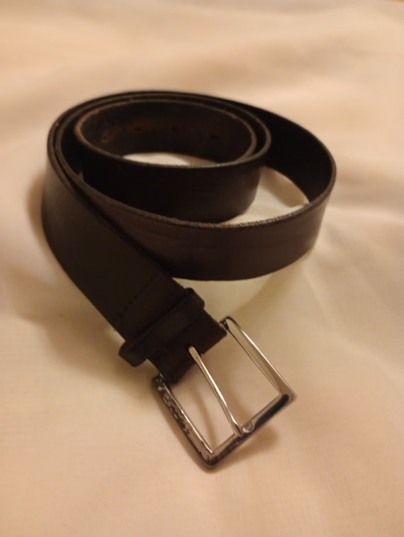 Black Leather Belt Made in Italy 36" Waist - image 6