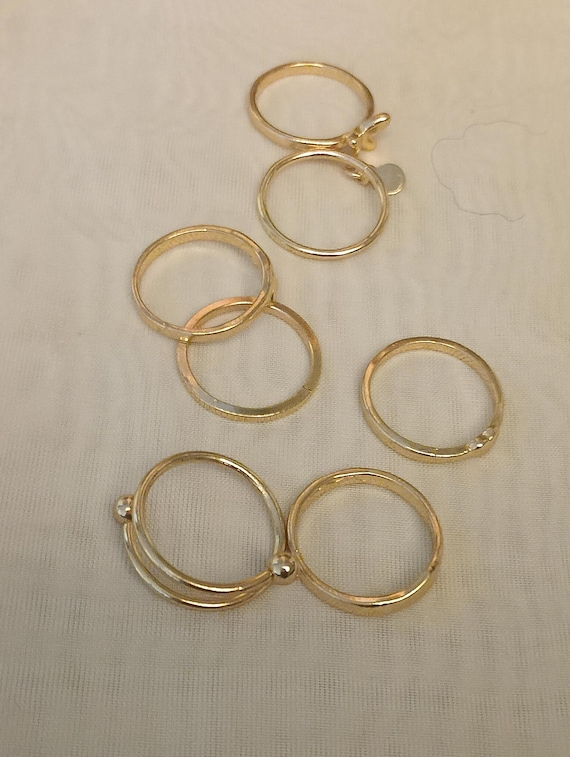 Vintage Seven Goldtone Stackable Ring Bundle Ring… - image 2