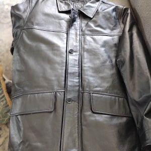 EMC Black Leather Blazer Jacket Size L