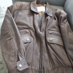 INC Internation Concepts Outerwear Brown Leather Jacket Size M
