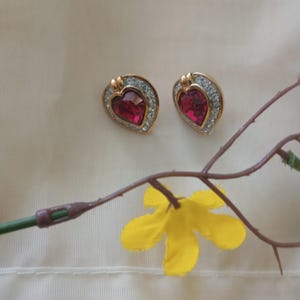 A&S Atwood Sawyer Vintage Swarovski Crystal Ruby Sud Post Örhängen Signerade