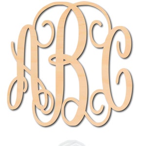 Unfinished 3 Letter Interlocking Wood Monograms Personalized - Weddings - Nursery *thicknesses are NOMINAL*