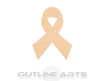 May include: A wooden cutout of a light brown ribbon. The ribbon is tied in a bow.