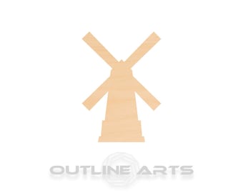 Wooden Windmill Cutout - Birch Craft Shape, Unfinished