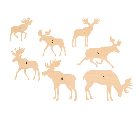 Pick Size Large /& Small SO-0291 *3-24 Laser Cut Unfinished Wood Cutout Shapes Reindeer Outdoors Woodland Wildlife Caribou Shape
