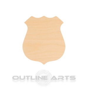 Police Badge Wood Cutout - Birch Laser-Cut Craft Shape