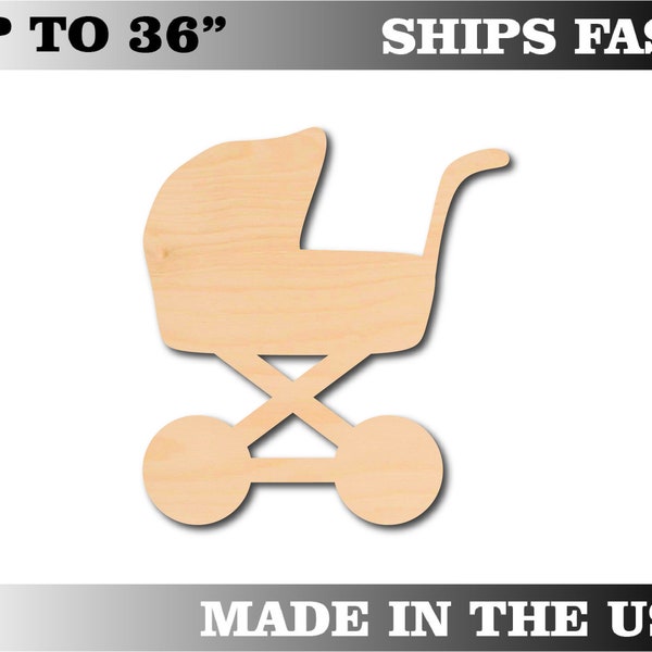 Unfinished Wooden Baby Carriage Craft Shape