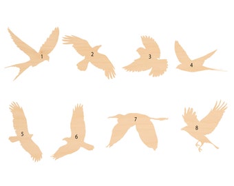Unfinished Wooden Bird Flying Craft Shape