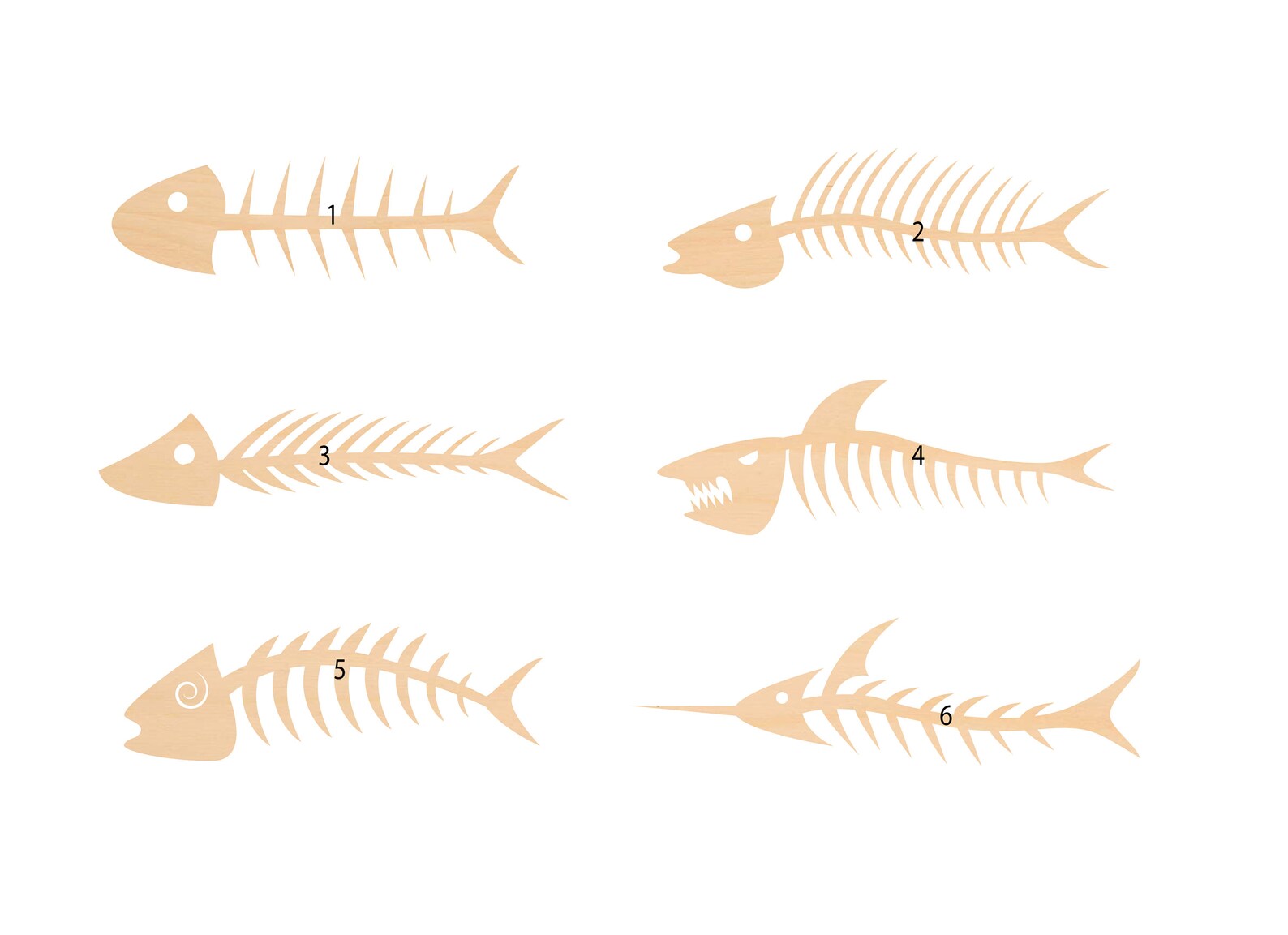 Fishbone Wood Cutout: Laser Cut Birch - Unfinished Craft Shape - Etsy