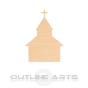 Unfinished Wooden Church Craft Shape