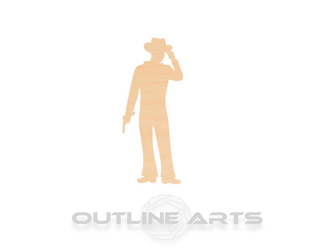 Unfinished Wooden Cowboy Craft Shape Etsy