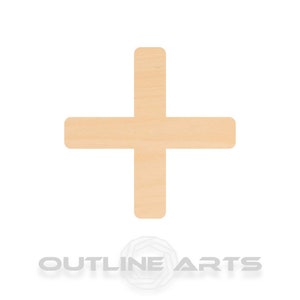 Unfinished Wooden Plus Sign Craft Shape