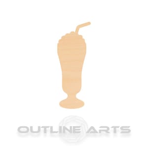 Dessert Milkshake - Laser Cut Out Unfinished Wood Craft Shape FOD18 Dessert Milkshake - Laser Cut Out Unfinished Wood Craft Shape FOD18