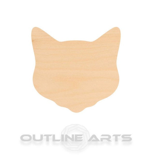 Unfinished Wooden Cat Head Craft Shape