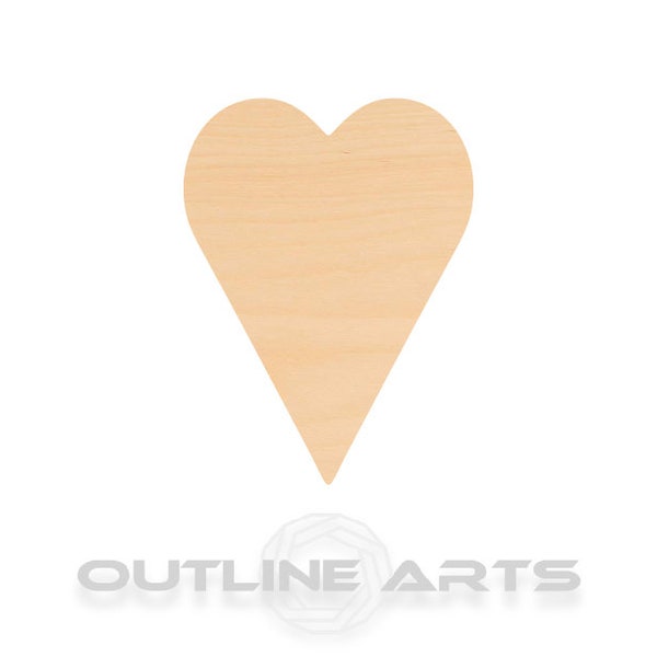 Unfinished Wooden Long Heart Craft Shape