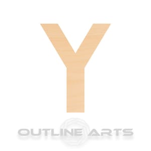 May include: A wooden letter Y, painted in a light brown color. The letter is made of unfinished wood and is ready to be painted or stained.