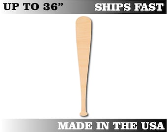 Birch Wood Baseball Bat Cutout (Unfinished, Laser Cut Craft Shape)