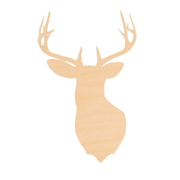 Unfinished Wooden Deer Head Craft Shape