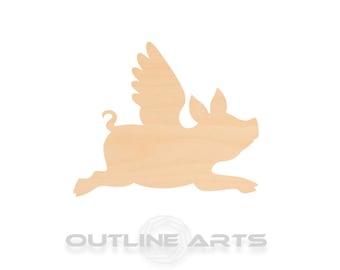 Flying Pig Wood Cutout - Birch Craft Shape Unfinished