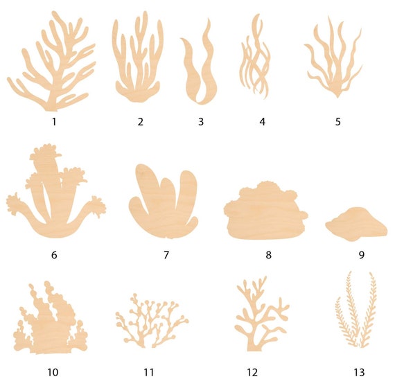 Coral Wood Cutout: Seaweed Shape Unfinished Birch Craft