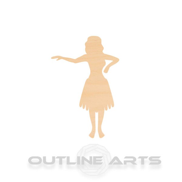 Unfinished Wooden Hula Girl Craft Shape