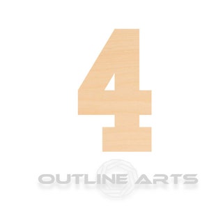 Unfinished Wooden Number 4 Craft Shape