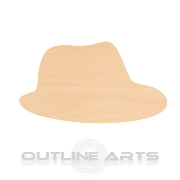 Unfinished Wooden Fedora Hat Craft Shape