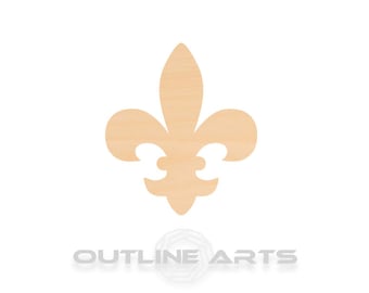 Fleur De Lis Cutout: Unfinished Birch Wood - Multiple Sizes