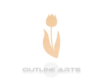 Wood Tulip Cutout: Laser Cut Birch - Unfinished Craft Shape