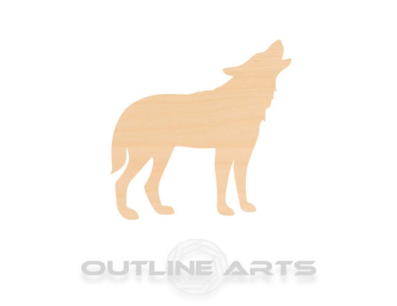 Howling Wolf Wood Shape, Birch Silhouette (Paintable Craft Size Options)