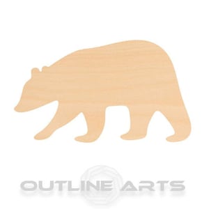 Unfinished Wooden Brown Bear Craft Shape