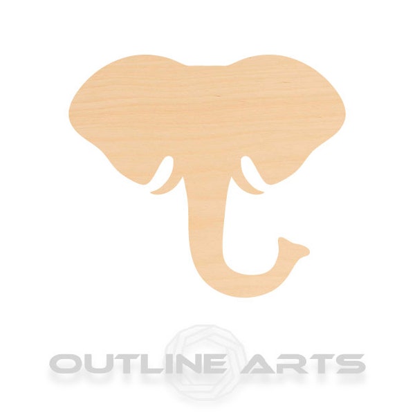 Unfinished Wooden Elephant Head Craft Shape