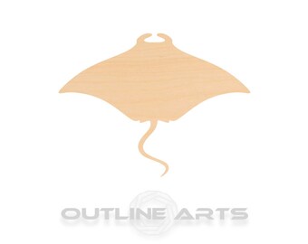 Manta Ray Wood Cutout, Birch Craft Shape (Unfinished, Various Sizes)