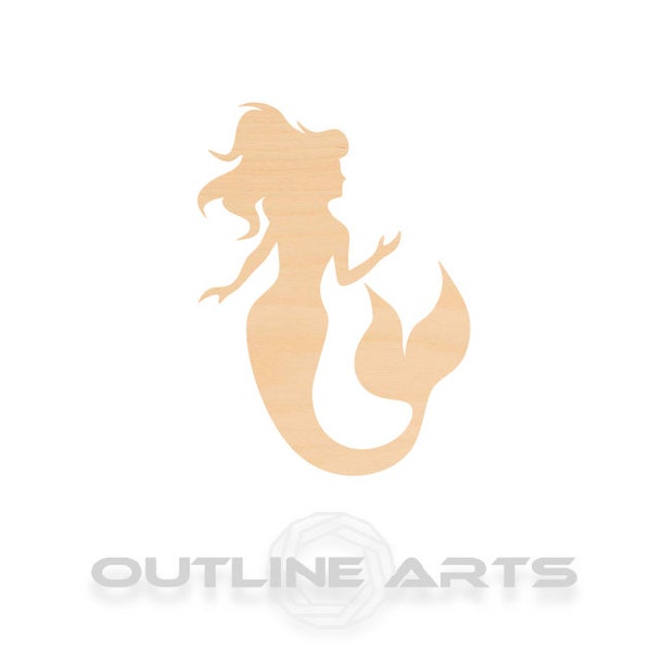 Unfinished Wooden Mermaid 2 Craft Shape