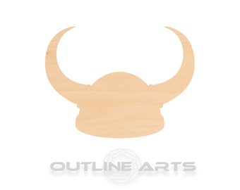 Viking Helmet Wood Cutout: Birch Craft Shape for Painting