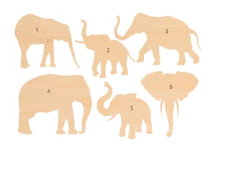 Elephant Wood Silhouette Cutout - Birch Unfinished Craft Shape