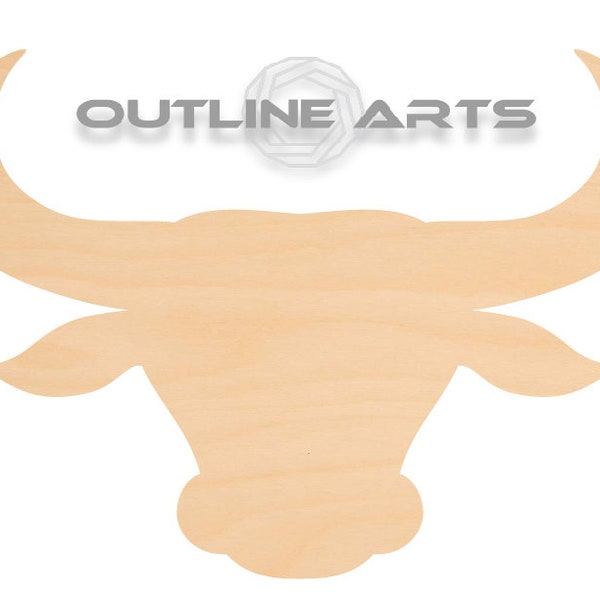Unfinished Wooden Bull Head Craft Shape
