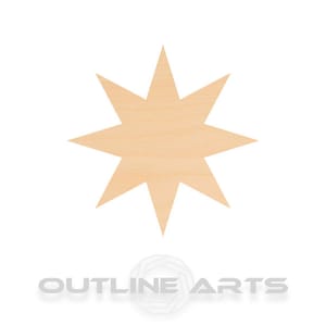 May include: A light brown wooden eight-pointed star shape.