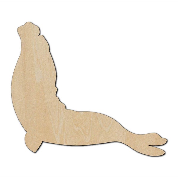 Unfinished Wooden Elephant Seal Craft Shape