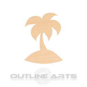 Unfinished Wooden Island Palm Tree Craft Shape