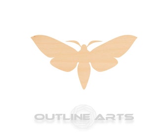 Birch Wood Moth Cutout, Laser Cut Shape (Unfinished Craft Size)