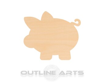 Piggy Bank Cutout: Unfinished Birch Wood - DIY Craft Shape