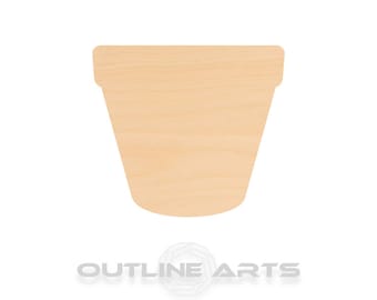 Flower Pot Wood Cutout: Birch Craft Shape (Unfinished, Multiple Sizes)