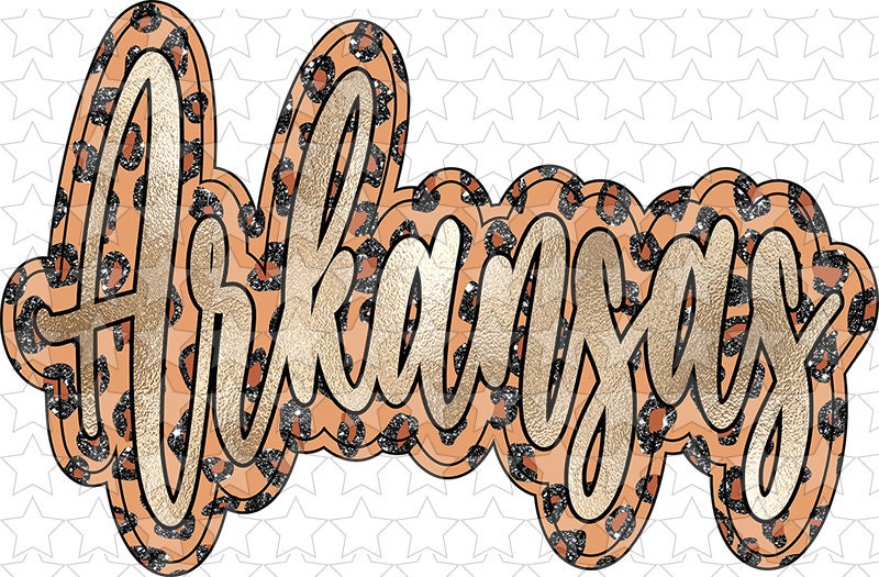 DTF TRANSFER 1129772 Arkansas Script Leopard Glitter - Etsy