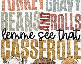 DTF TRANSFER 1129763  Turkey Gravy BeansRolls Thanksgiving