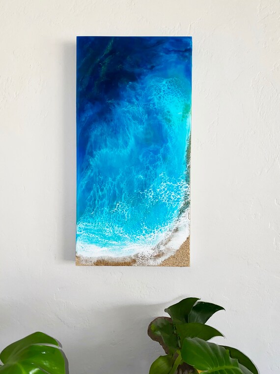 SOLD Blue Hawaii Epoxy Resin Ocean Wall Art Beach Resin Etsy