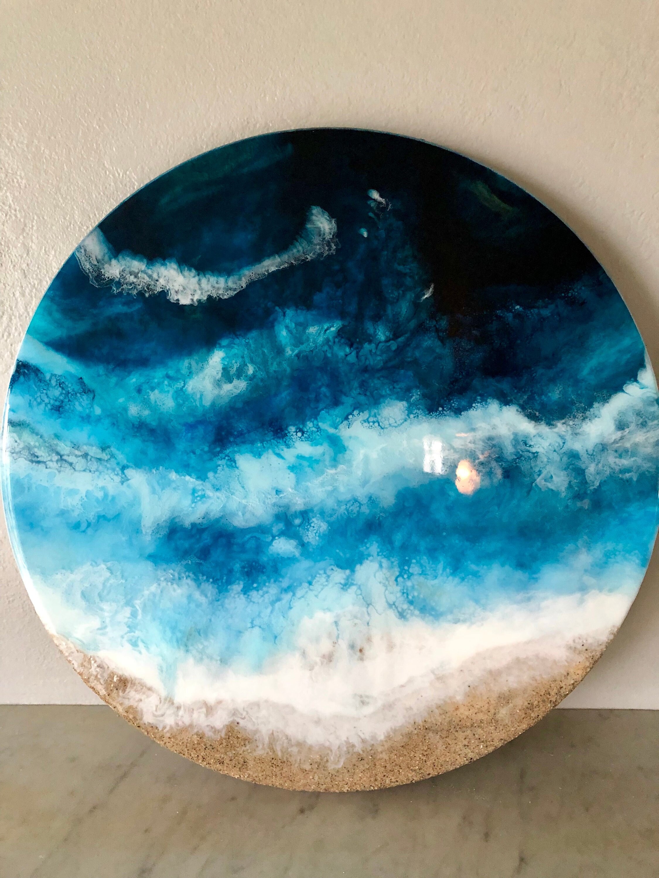 SOLD Kauna'oa Beach resin Art, Wall Art, Abstract Painting, Ocean Resin
