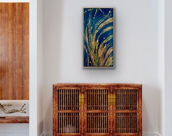 Golden Willows - 36" x 18" Resin art,  Resinating Waves