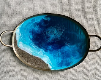 SOLD- Ocean tray brass colored